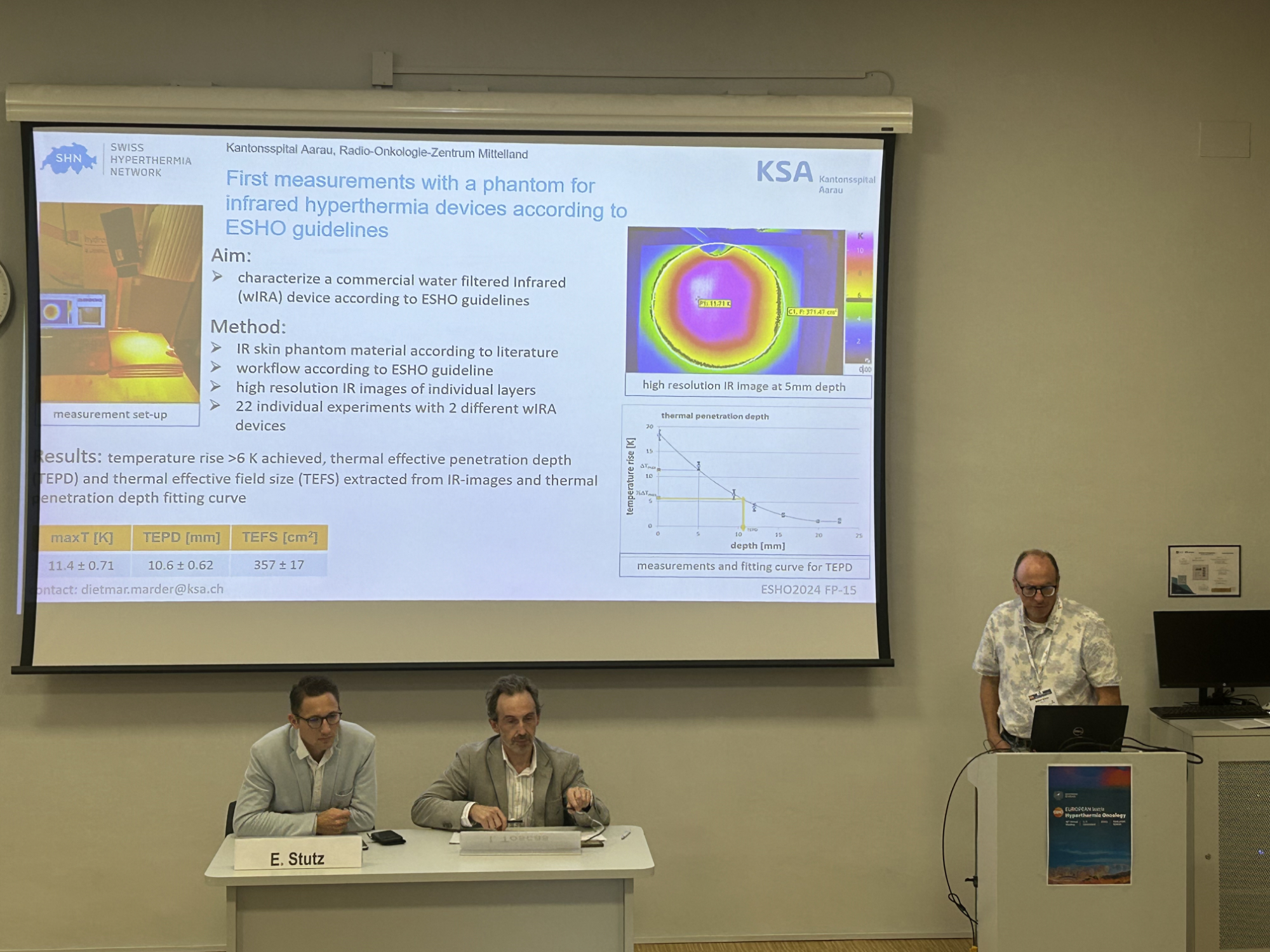 heckel news 2025 ESHO24 Fast presentation of medical physisist Dietmar Marder (Kantonsspital Aarau) on a phantom for infrared superficial hyperthermia